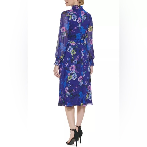 Jessica Howard NWT Blue and Pink Long Sleeve V-Neck Sundress Size 18W - Picture 3 of 10